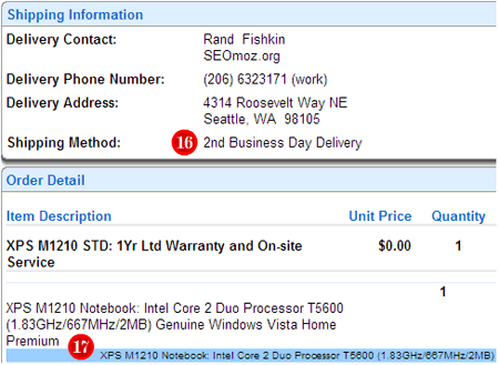 Dell Order Confirmation Screenshot